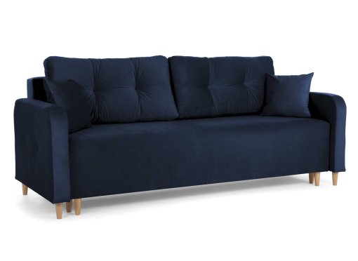 Canapé convertible avec coffre de rangement en tissu velours bleu foncé - ZACK