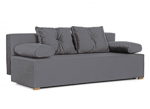 Canapé convertible avec coffre de rangement en tissu velours gris - REBECCA