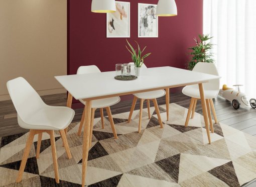 Table scandinave extensible blanche 8-10 personnes ASTRID