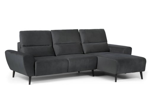 Canapé d’angle convertible en velours gris anthracite LOANE - Angle Droit