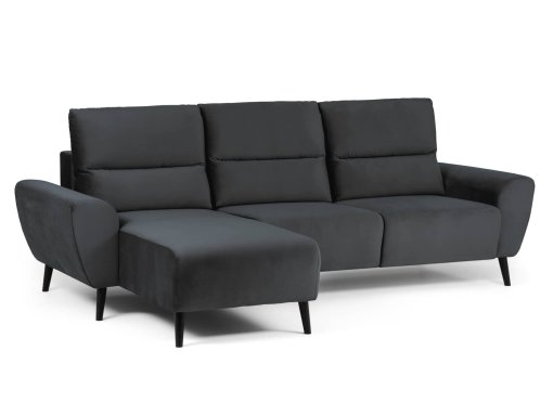 Canapé d’angle convertible en velours gris athracite LOANE - Angle Gauche