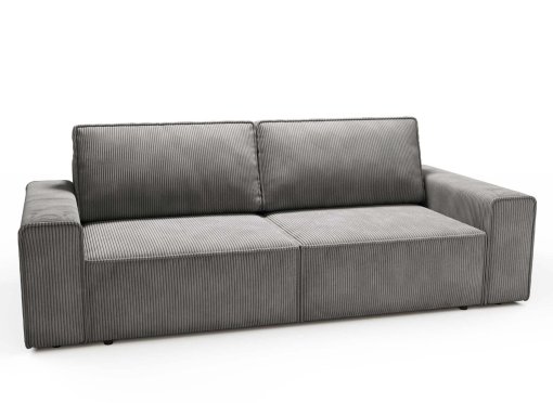 Canapé convertible avec coffre de rangement en velours cotelé gris DONA