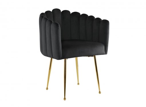 Chaise en velours noir pieds en métal doré HAYDEN