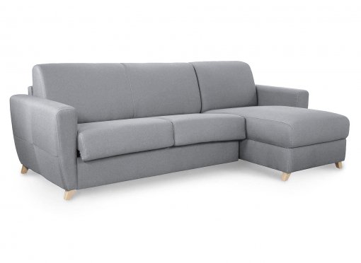 Canapé d'angle convertible réversible scandinave en tissu gris clair TOBIAS