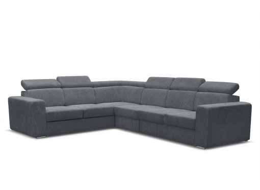 Canapé d'angle convertible et réversible en velours côtelé gris foncé MERYL XL
