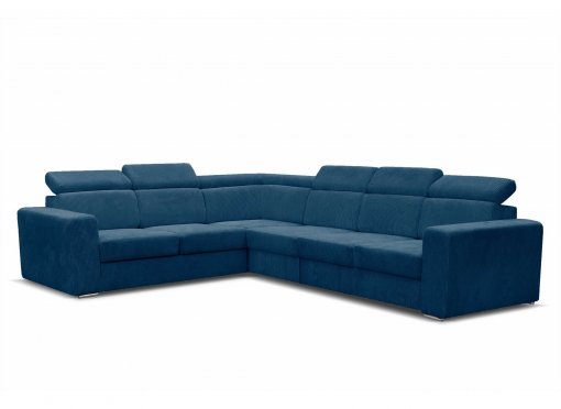 Canapé d'angle convertible et réversible en velours côtelé bleu MERYL XL