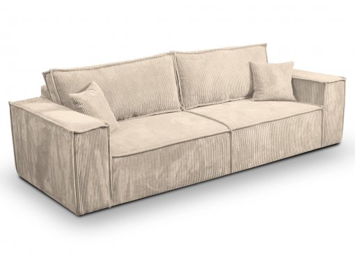 Canapé 3 places avec coffre en velours côtelé beige JADE