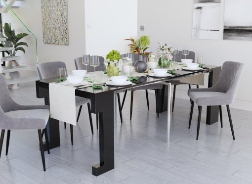 Table console extensible noir 8 personnes CORALIE