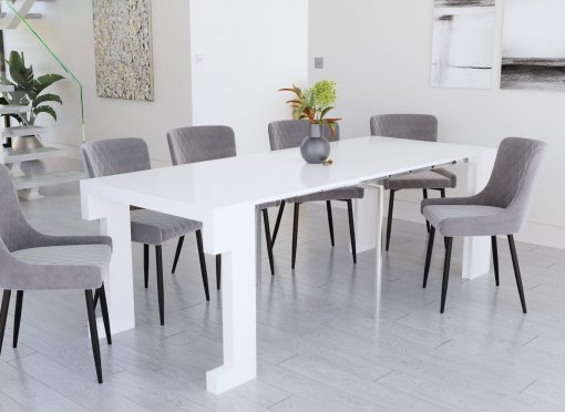 Table console extensible blanche 8 personnes CORALIE