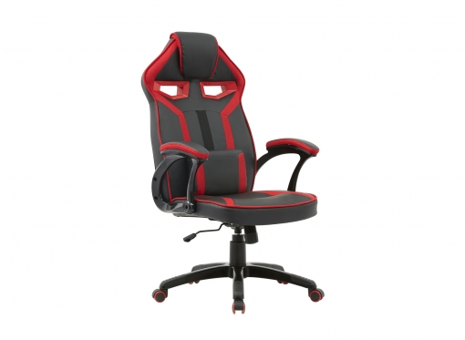 Fauteuil de bureau gamer en simili cuir noir et rouge ZONA