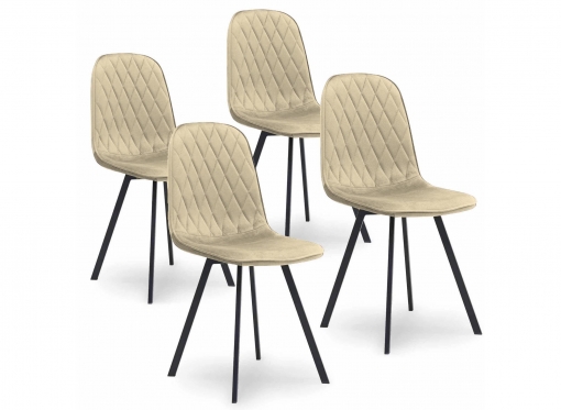 Lot de 4 chaises en tissu velours beige AMBRE
