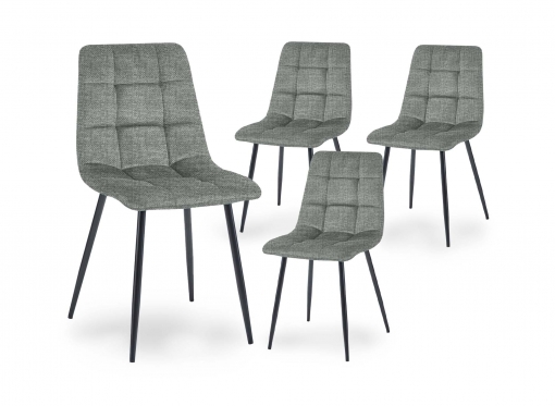 Lot de 4 chaises en tissu gris clair capitonné JEREMI