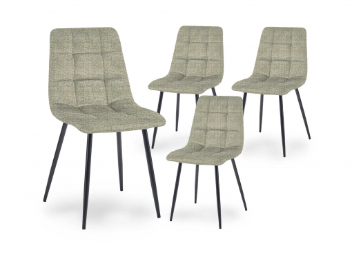 Lot de 4 chaises en tissu beige capitonné JEREMI
