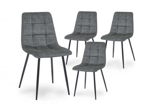 Lot de 4 chaises en tissu gris foncé capitonné JEREMI