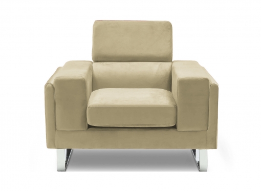 Fauteuil en velours beige VIKEN
