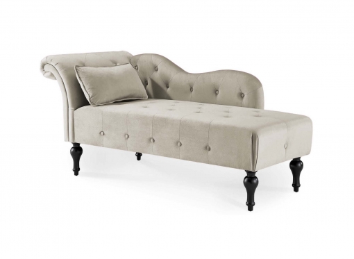 Méridienne capitonné en velours beige SHIMA – Angle Droit