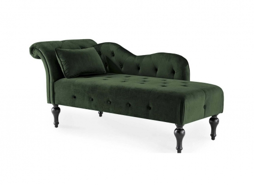 Méridienne capitonné en velours vert SHIMA – Angle Droit