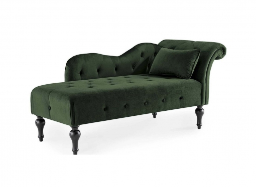 Méridienne capitonné en velours vert SHIMA – Angle Gauche
