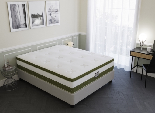 Matelas hybride BAMBOO 140 x 190 cm ressorts ensachés et mémoire de forme épaisseur 30 cm