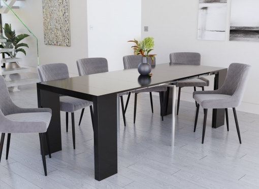 Table console extensible noir 8 personnes ESTELLE