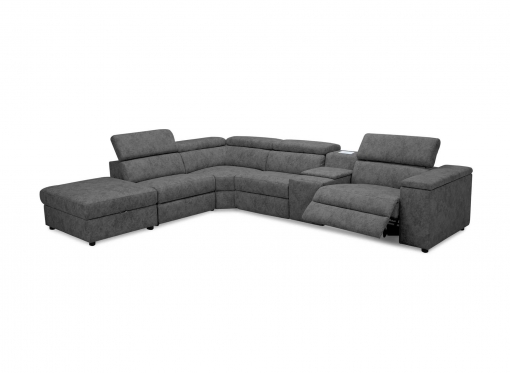 Canapé d’angle relax électrique modulable en tissu gris ORSEN - Angle Gauche