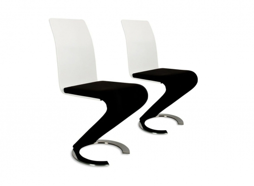 Lot de 2 chaises design noir et blanc HUGO