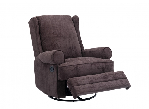 Fauteuil relax pivotant en tissu marron BRODY