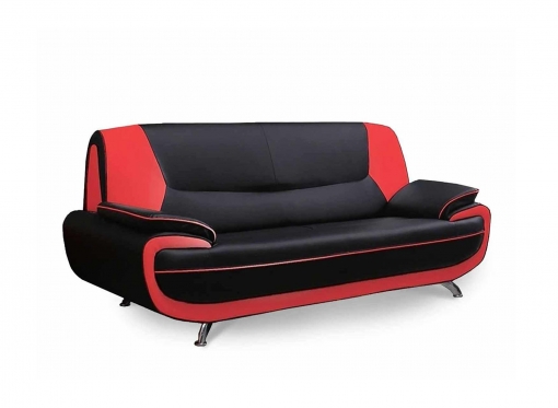 Canapé 3 places design noir et rouge MARITA