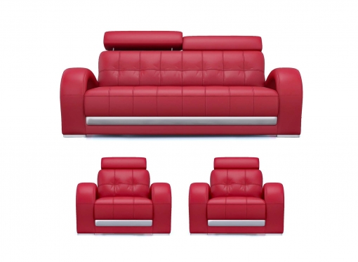 Ensemble salon cuir rouge 3+1+1 places VERDI