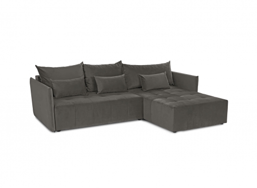 Canapé d'angle convertible et réversible avec coffre en velours anthracite - NICKY