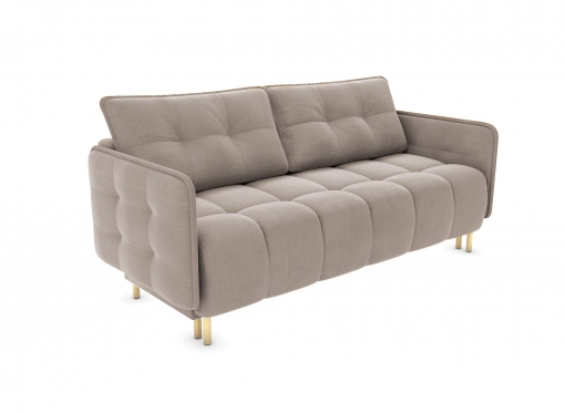 Canapé convertible 3 places avec coffre de rangement en velours taupe CASTEL