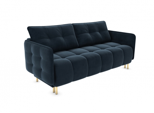 Canapé convertible 3 places avec coffre de rangement en velours bleu nuit CASTEL