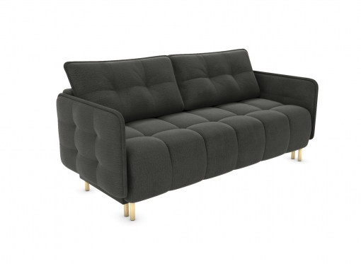 Canapé convertible 3 places avec coffre de rangement en velours anthracite CASTEL