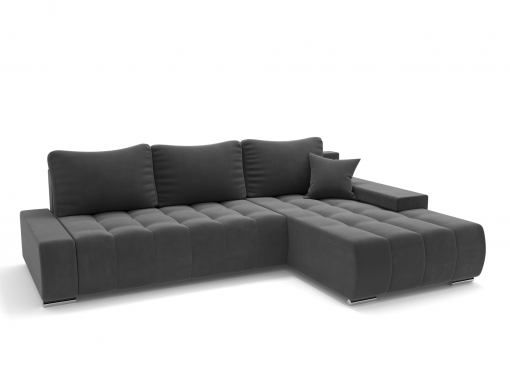 Canapé d'angle convertible en velours gris anthracite TOKYO - Angle droit