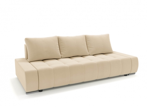 Canapé convertible avec coffre de rangement en velours beige - TOKYO