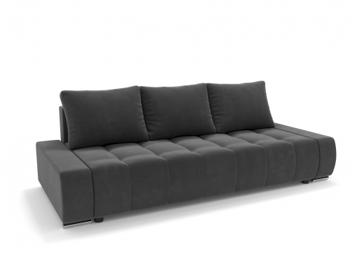 Canapé convertible avec coffre de rangement en velours gris anthracite - TOKYO