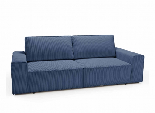 Canapé convertible avec coffre de rangement en velours cotelé bleu DONA