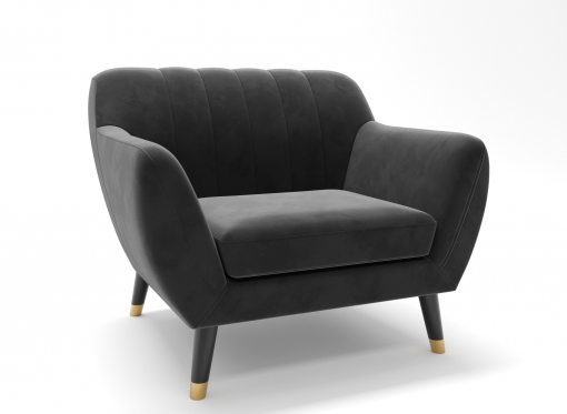 Fauteuil scandinave en tissu velours gris PANDORA