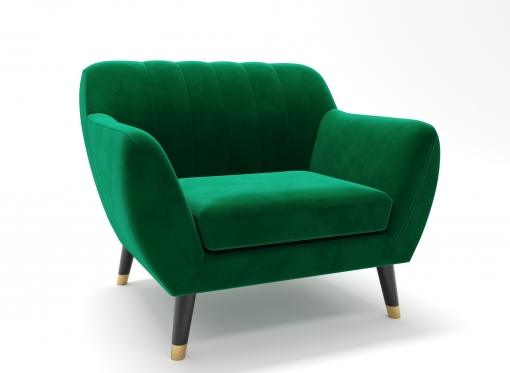 Fauteuil scandinave en tissu velours vert PANDORA