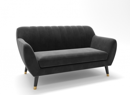Canapé scandinave 2 places en tissu velours gris PANDORA