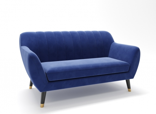 Canapé scandinave 2 places en tissu velours bleu PANDORA