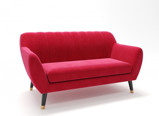 Canapé scandinave 2 places en tissu velours rouge PANDORA