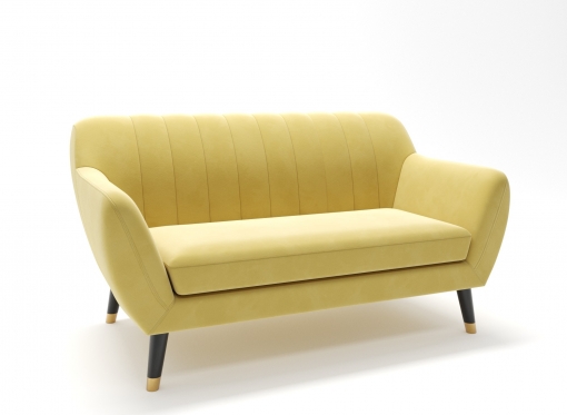 Canapé scandinave 2 places en tissu velours jaune PANDORA