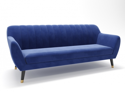 Canapé scandinave 3 places en tissu velours bleu PANDORA