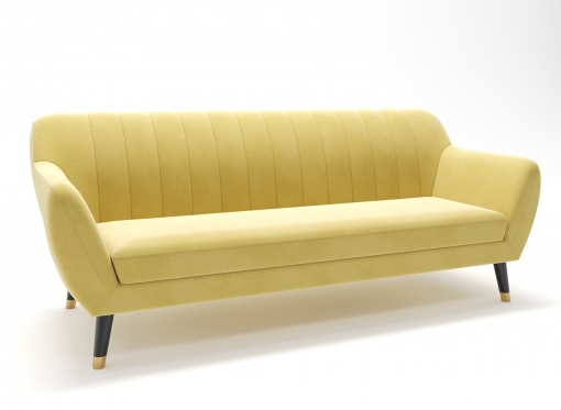 Canapé scandinave 3 places en tissu velours jaune PANDORA