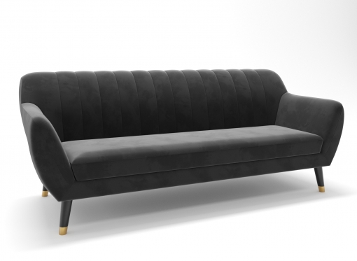 Canapé scandinave 3 places en tissu velours gris PANDORA
