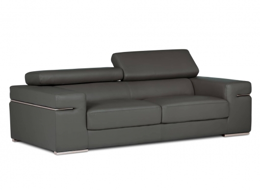 Canapé 3 places en cuir gris THOMAS