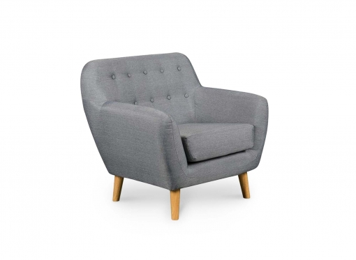 Fauteuil capitonné scandinave en tissu gris VIKY