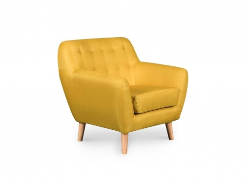 Fauteuil capitonné scandinave en tissu jaune VIKY