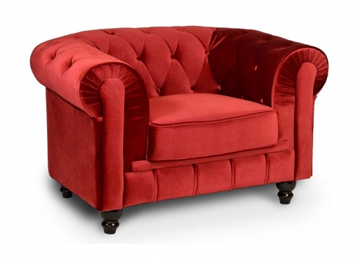 Fauteuil CHESTERFIELD en velours Rouge